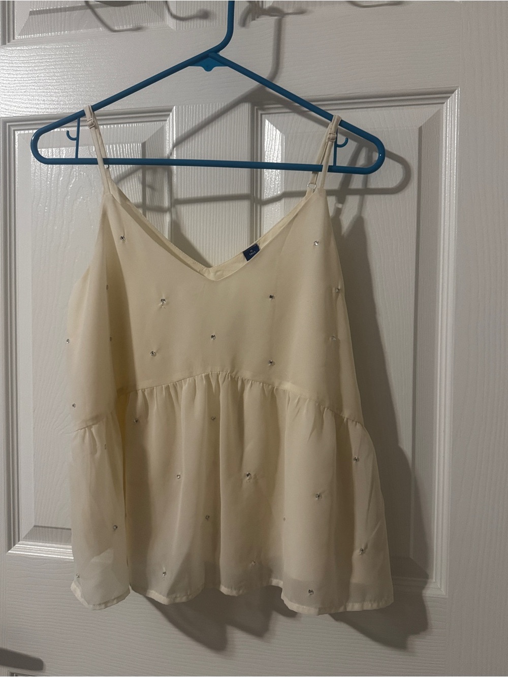 Old Navy Ivory Beaded V-Neck Spaghetti Strap Cami